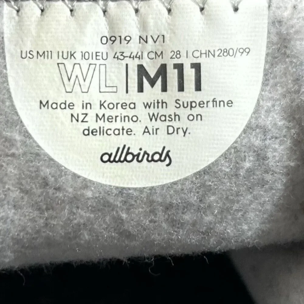 Allbirds Wool Loungers WL Mens Sz 11 Gray Woven Casual Slip On Loafer Shoes Used
